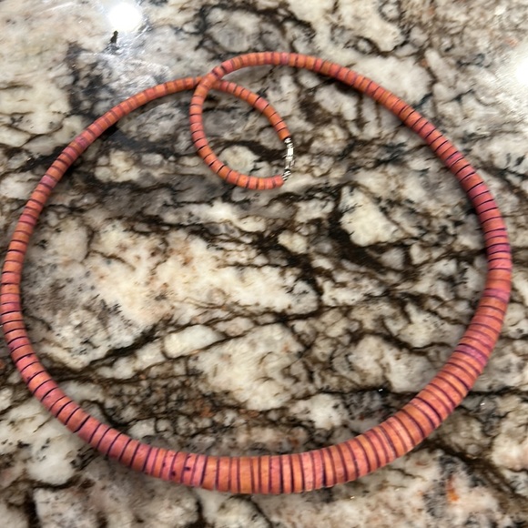 Dyed Wood Disc Bead Long Necklace - Picture 8 of 16